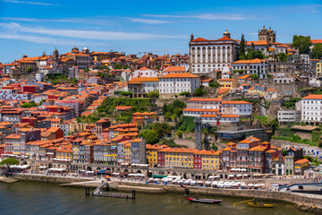 Cais da Ribeira, the riverfront area along river Douro in Porto, Portugal