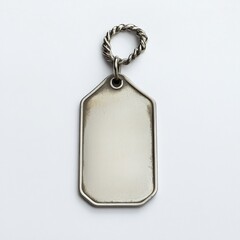 A Close-Up View of a Vintage Metal Tag with a Twisted Ring Ideal for Identification or Decoration, Featuring a Smooth, Polished Finish and an Elegant Design.