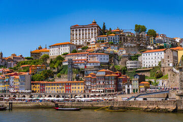 Cais da Ribeira, the riverfront area along river Douro in Porto, Portugal