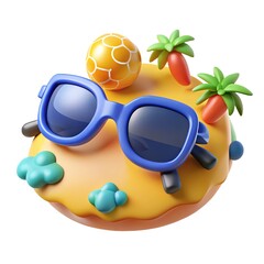 Tropical Summer Holiday with Sunglasses and Palm Trees