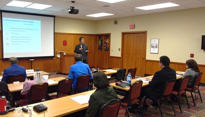 Business seminar in conference room