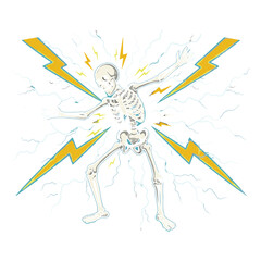 Spooky Skeleton Electrocuted by Lightning
