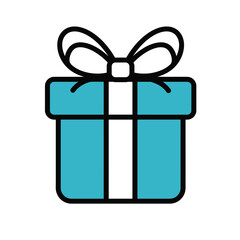 Teal Gift Box with White Ribbon and Bow.