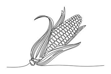 One Line Drawing of an Ear of Corn | Vector Art for a Food and an Agriculture.