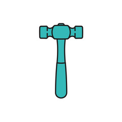 Teal BallPeen Hammer Icon Doubleheaded smoothfaced outlined design.