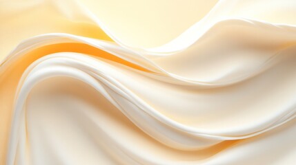 Fluid Silk Elegance: A soft, luxurious, ivory silk fabric gently curves in a mesmerizing dance, exuding an air of refined elegance and serenity.