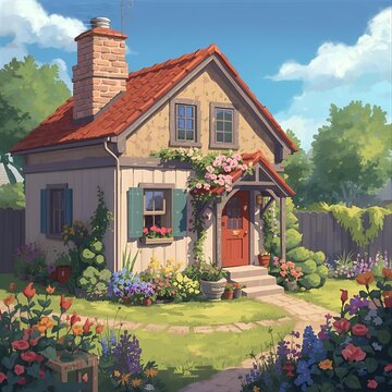 house with flowers