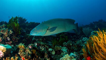 Fototapeta premium Underwater coral reef scene with fish