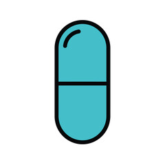 Simple Outline of a TealColored Capsule.