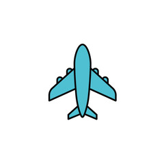 Simple Light Teal Airplane Icon Design.