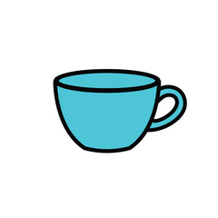 Simple Light Blue Cup with Black Outline and Handle Illustration.