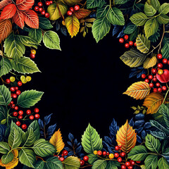 AI Generated - Festive Christmas wreath with holly leaves and berries on a black background. Commercial illustration artwork for business applications. High-resolution. Premium quality. Professional.