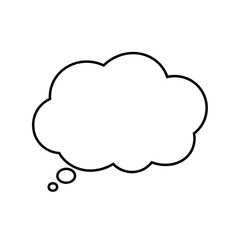 Obraz premium A simple black and white illustration of a cloud shaped thought bubble with two smaller bubbles attached