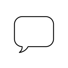 Isolated black outline of a speech bubble with a tail on a white background in a simple graphic style