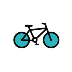 Fototapeta premium Simple Black and Teal Bicycle Icon with Clean Lines.