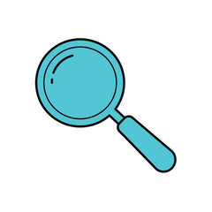 CartoonStyle Teal Magnifying Glass with Black Outline and Inner Detail.
