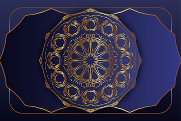 Intricate luminous mandala inspired floral pattern with radiant petals symmetrical glowing artwork in yellow and blue on deep background abstract design for meditation and decoration
