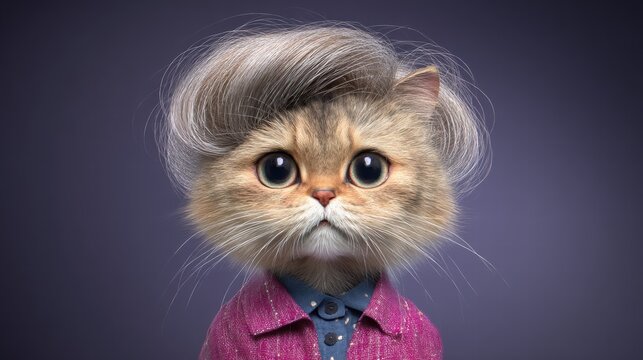 Playful cat dressed as old grandmother with comic look and funny style - Powered by Adobe