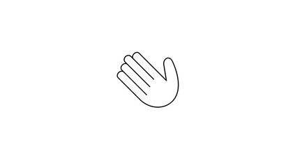 Fototapeta premium Simple outline drawing of an open hand showing five fingers against a white background