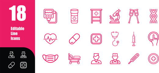 Medical Editable Line Icons Collection
