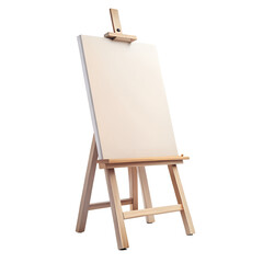 wooden easel with blank canvas isolated on white background png Cutout 