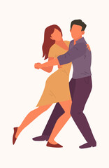 people dancing. dance from joy and fun, happy cartoon characters listening music disco enjoy party. vector cartoon characters.