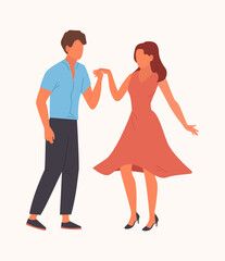 people dancing concept. characters listening music and dance from fun, disco enjoy party. vector cartoon characters.