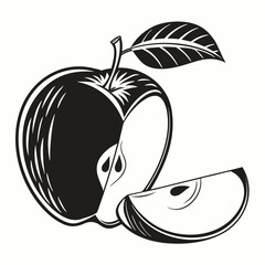 vector illustration of an apple with leaves