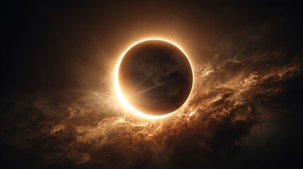 Obraz premium Total solar eclipse imagery captures light in darkness metaphor
