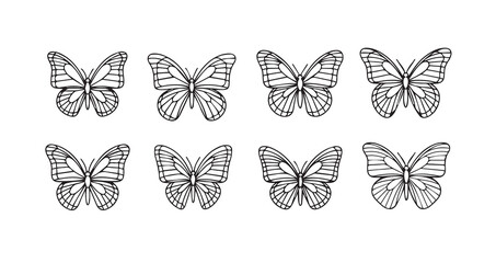 Butterfly line art icon bundle illustration