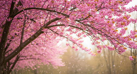 Cherry Blossom Tree with Pink Flowers in Springtime