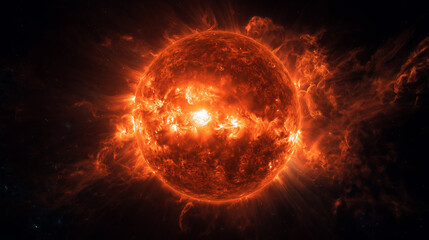 Obraz premium The blazing sun in space