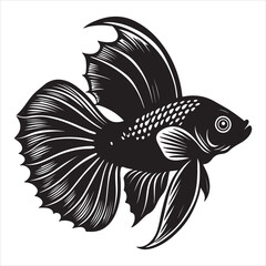 A Vibrant Close-up of a Betta Fish, a Majestic and Colorful Freshwater Fish with Flowing Fins and a Long, Elegant, Fan-like Tail