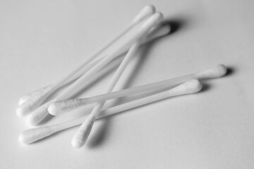 White cotton swab on white background