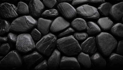 a textured background of dark stones arranged irregularly creating a natural and rugged appearance