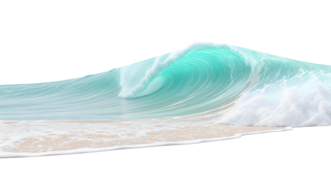 Beautiful Aqua Wave on Sandy Beach