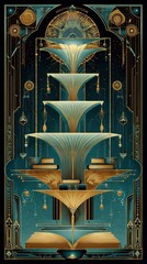 Art Deco design for schoollibrary Fountain of knowledge