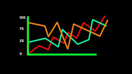 Colorful Line Graph Showing Upward Trend on Black Background chart data