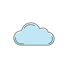 Light Blue Cartoon Cloud Icon with Dark Outline.