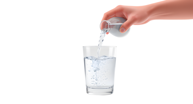 Water poured into glass