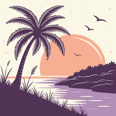 vector illustration of a tropical island