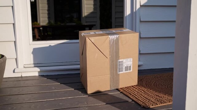 Parcel delivery left unattended on the entrance porch of residential dwelling