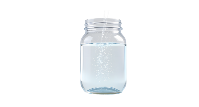 Jar of Water being Poured into Container