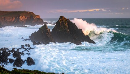 Dramatic coastal sunset