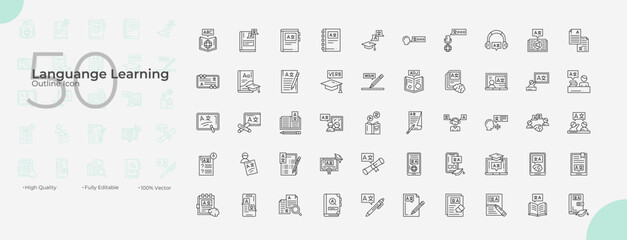 Languange And Learning Icons Set