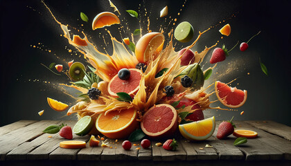 Colorful Explosion of Fresh Fruits &ndash; Dynamic Splash Art