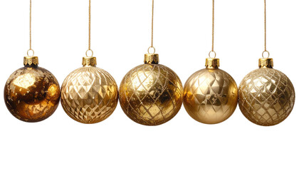 Christmas Ornaments PNG – Golden and White Hanging Decorations, Stars and Baubles Isolated Transparent Background