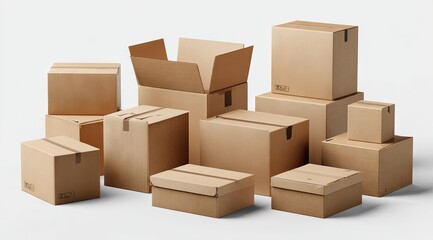 Fototapeta premium Various cardboard boxes arranged