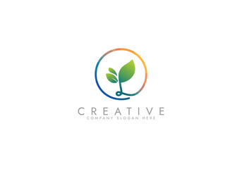 Fototapeta premium Eco leaf logo. Green nature logo vector design