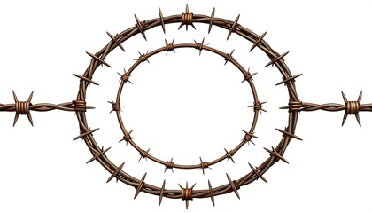 Two concentric circles of barbed wire frame